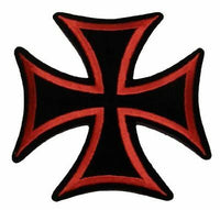 Medium Maltese Cross Patch - Silver and Red - HATNPATCH