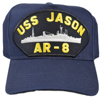 USS JASON AR-8 SHIP HAT - NAVY BLUE - HATNPATCH