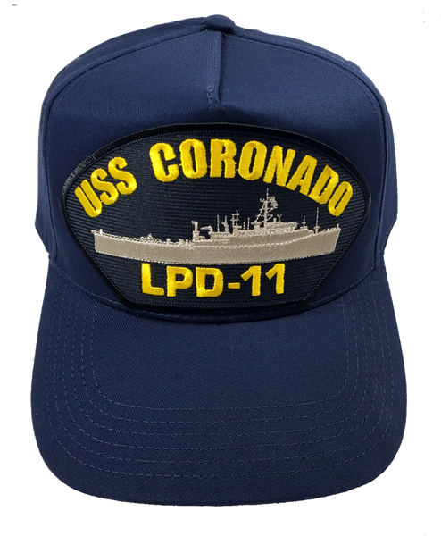 USS CORONADO LPD-12 SHIP HAT - NAVY BLUE - Veteran Owned Business - HATNPATCH