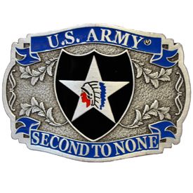 2ND INFANTRY DIVISION SECOND TO NONE - Cast Belt Buckle - HATNPATCH