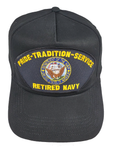 Pride-Tradition-Service Retired Navy HAT - Black - Veteran Owned Business - HATNPATCH