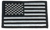 BLACK AND SILVER AMERICAN US UNITED STATES FLAG PATCH HOOK AND LOOP BACKING - HATNPATCH