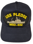 USS Pledge MSO-492 Ship HAT - Navy Blue - Veteran Owned Business - HATNPATCH