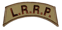 L.R.R.P. Long Range Recon Patrol TAB DESERT ROCKER PATCH - Brown/Beige - Veteran Owned Business. - HATNPATCH