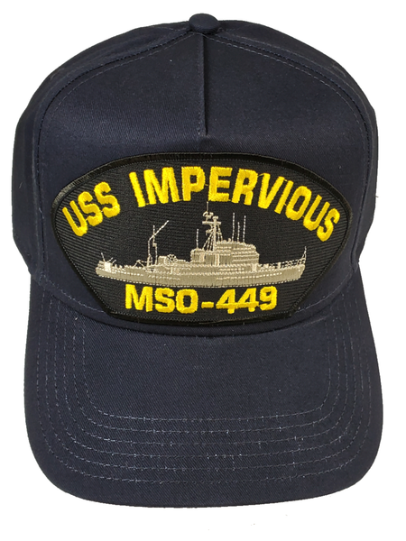 USS IMPERVIOUS MSO-449 Ship HAT - Navy Blue - Veteran Owned Business - HATNPATCH