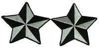 SET OF 2 SILVER BLACK NAUTICAL STAR PATCHES ROCKABILLY RETRO PINUP STEAMPUNK - HATNPATCH