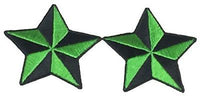 SET OF 2 GREEN BLACK NAUTICAL STAR PATCHES ROCKABILLY RETRO PINUP STEAMPUNK - HATNPATCH