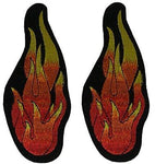 FLAMES FIRE PATCH SET PAIR OF TWO 2 BIKER MOTORCYCLE MC VEST CLUB CUT - HATNPATCH