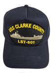 USS Clarke County LST-601 Ship HAT - Navy Blue - Veteran Owned Business - HATNPATCH