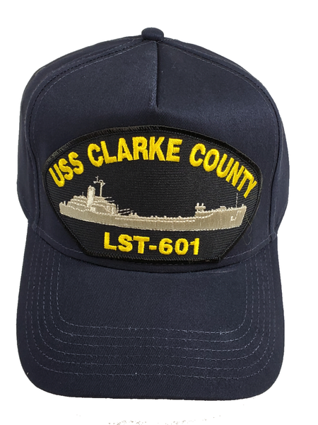 USS Clarke County LST-601 Ship HAT - Navy Blue - Veteran Owned Business - HATNPATCH