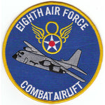 U.S. 8TH AIR FORCE COMBAT AIRLIFT C-130 Large Patch - Veteran Owned Business - HATNPATCH