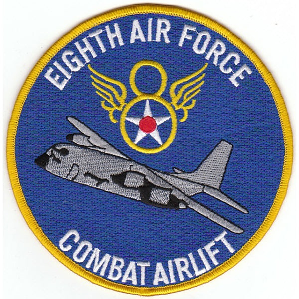 U.S. 8TH AIR FORCE COMBAT AIRLIFT C-130 Large Patch - Veteran Owned Business - HATNPATCH