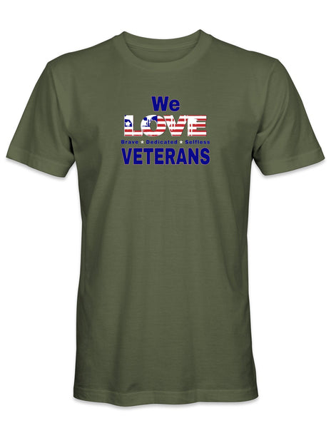 We Love Brave Dedicated Selfless Veterans - Men's 100% Cotton T-Shirt - HATNPATCH