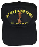 AMERICA'S FALLEN HEROES - LEST WE FORGET Black/Golf Hat w/Snap Back - CLEARANCE - HATNPATCH