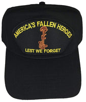 AMERICA'S FALLEN HEROES - LEST WE FORGET Black/Golf Hat w/Snap Back - CLEARANCE - HATNPATCH
