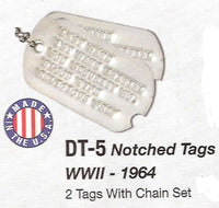 Genuine Military Dog Tags WWII - 1964 w/Notch - HATNPATCH