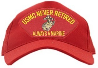USMC NEVER RETIRED (RED PATCH) HAT - HATNPATCH