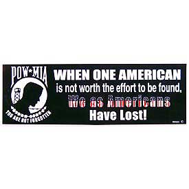 When One American….. POW Bumper Sticker - HATNPATCH