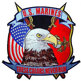 Large These Colors Never Run Eagle and Flags Marine Corps Patch - HATNPATCH