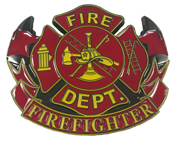 FIRE DEPARTMENT FIREFIGHTER - Cast Belt Buckle - HATNPATCH