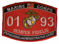 United States Marine Corps 0193 Personnel/Admin Chief MOS Patch - HATNPATCH