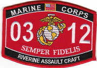 US Marine Corps 0312 Riverine Assault Craft MOS Patch - HATNPATCH