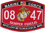 US Marine Corps 0847 Artillery Meteorological Man MOS Patch - HATNPATCH