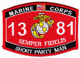 US Marine Corps 1381 Short Party Man MOS Patch - HATNPATCH