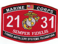 US Marine Corps 2131 Towed Artillery Systems Technicia MOS Patch - HATNPATCH