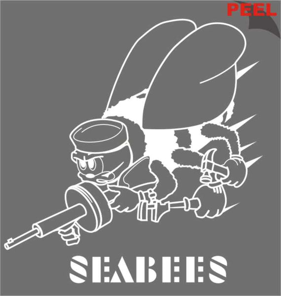 Seabees 13" Jumbo Vinyl Transfer Decal - HATNPATCH