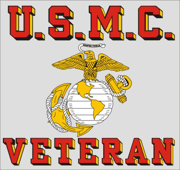 U.S.M.C. Veteran Decal w/ Eagle, Globe & Anchor - HATNPATCH