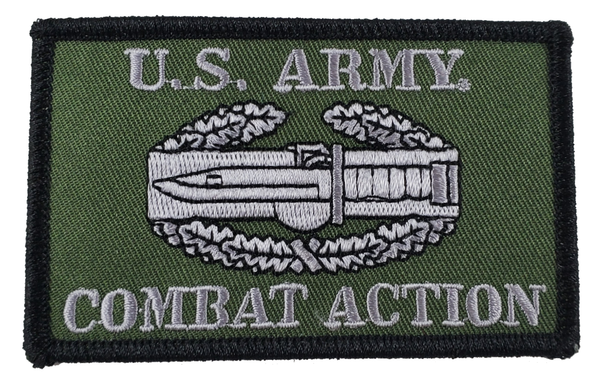 US ARMY COMBAT ACTION BADGE CAB PATCH VETERAN WREATH BAYONET GRENADE OD GREEN - HATNPATCH