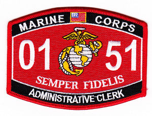 US Marine Corps 0151 Administrative Clerk MOS Patch - HATNPATCH