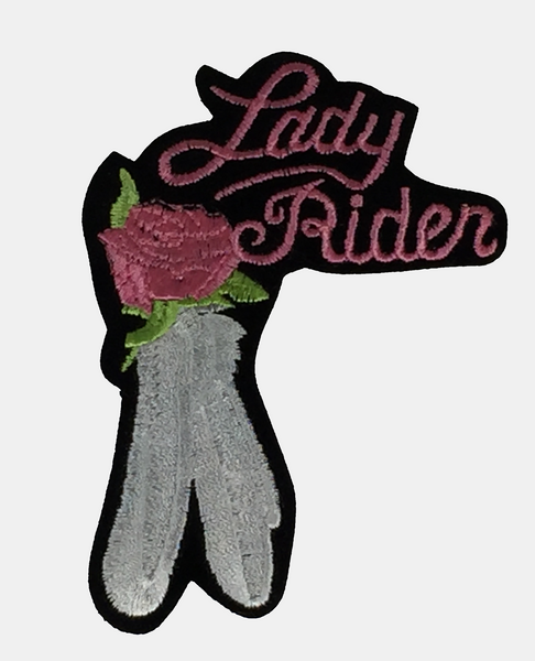 Lady Rider w/ Feathers Patch - Pink - HATNPATCH