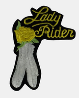 Lady Rider w/ Feathers Large Patch - Yellow - HATNPATCH