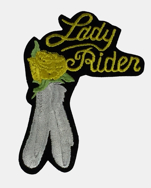 Lady Rider w/ Feathers Patch - Yellow - HATNPATCH