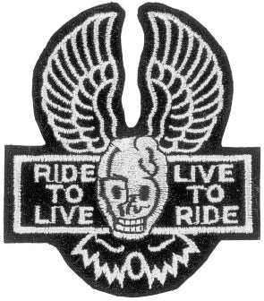 Skull w/ Wings Ride to Live Live to Ride Patch - HATNPATCH