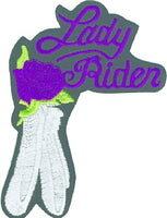 Lady Rider w/ Feathers Large Patch - Purple - HATNPATCH