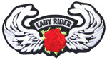 Lady Rider w/ Rose and Wings Large Patch - Red - HATNPATCH