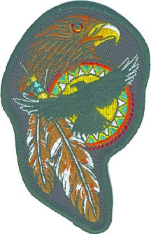 Native American Eagles w/ Feathers Patch - Large - HATNPATCH
