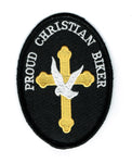 Proud Christian Biker Patch With Cross And Dove - HATNPATCH