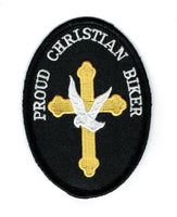 Proud Christian Biker Patch With Cross And Dove - HATNPATCH