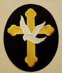 Christian Cross with Dove Oval Patch - Large - HATNPATCH