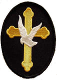 Christian Cross with Dove Oval Patch - HATNPATCH