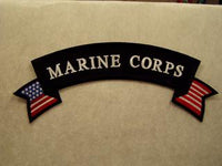 Large Marine Corps Rocker/Banner w/USA Flag PATCH - HATNPATCH