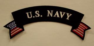 Large U.S. Navy Rocker/Banner w/USA Flag PATCH - HATNPATCH