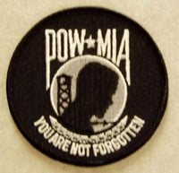 POW/MIA ROUND-WH PATCH - HATNPATCH