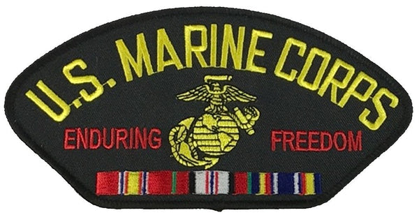 USMC ENDURING FREEDOM VETERAN W/ NATIONAL DEFENSE PATCH - HATNPATCH