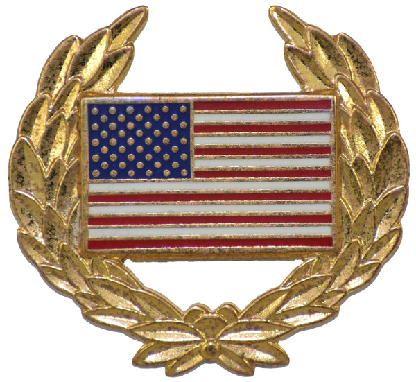USA FLAG WREATH HAT PIN - HATNPATCH