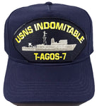 USNS INDOMITABLE T-AGOS-7 SHIP HAT - NAVY BLUE - Veteran Owned Business - HATNPATCH